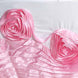 90"x156" White|Pink Large Rosette Rectangular Lamour Satin Tablecloth#whtbkgd