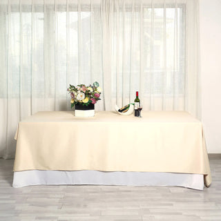 Beige Polyester Rectangular Tablecloth - Add Elegance to Your Event Decor