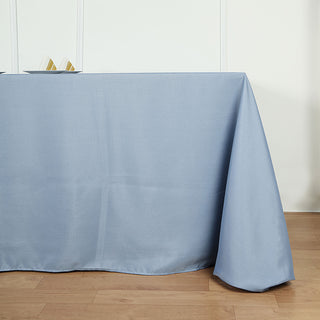 Create a Stunning Blue Decor with the Dusty Blue 90"x132" Seamless Polyester Rectangular Tablecloth