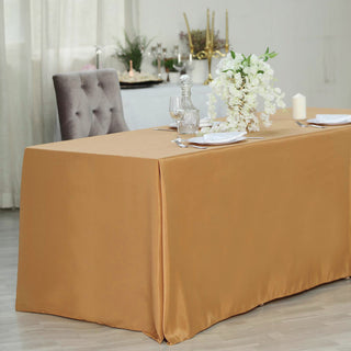 Enhance Your Event Decor with the Gold Seamless Polyester Tablecloth