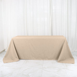 Elevate Your Event with the 90"x132" Nude Seamless Polyester Rectangular Tablecloth