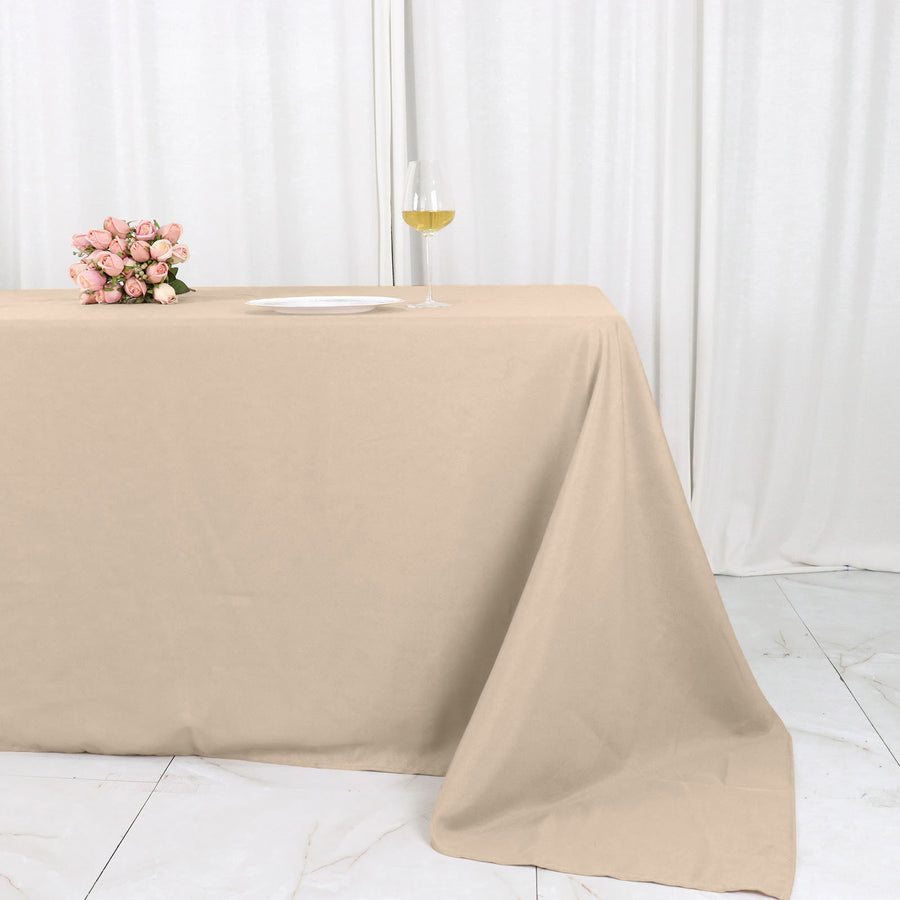 90x132inch Nude Polyester Rectangular Tablecloth