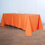 90"x132" Orange Polyester Rectangular Tablecloth