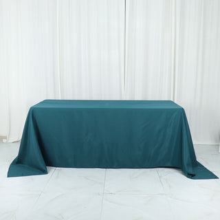 Add Elegance to Your Event with the Peacock Teal Polyester Tablecloth