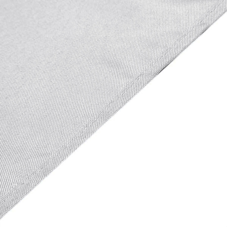 90"x132" Silver Polyester Rectangular Tablecloth