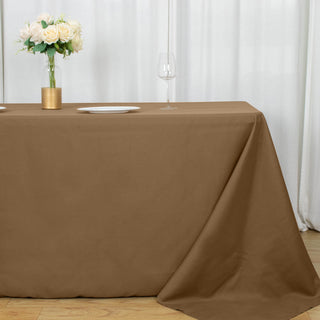 Experience Elegance and Durability with the Taupe Polyester Tablecloth
