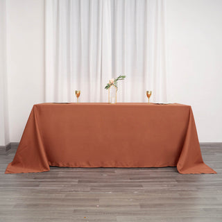 Add Elegance to Your Event with the Terracotta (Rust) Polyester Rectangular Tablecloth