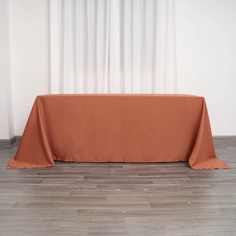 Terracotta (Rust) Seamless Polyester Rectangular Tablecloth - 90x132inch