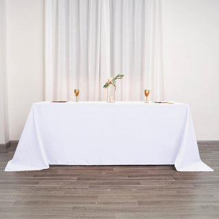 Unleash Your Creativity with the 90"x132" White Seamless Polyester Rectangular Tablecloth