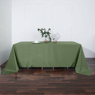 Elevate Your Event with the Olive Green 90"x132" Seamless Polyester Rectangular Tablecloth