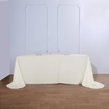 Ivory Seamless Polyester Rectangular Tablecloth Rounded Corners 90x156inch Oval Oblong Tablecloth