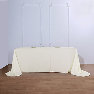 Create an Upscale Event with Our Ivory Polyester Tablecloth