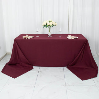 Elevate Your Event with the Burgundy Premium Polyester Rectangular Tablecloth