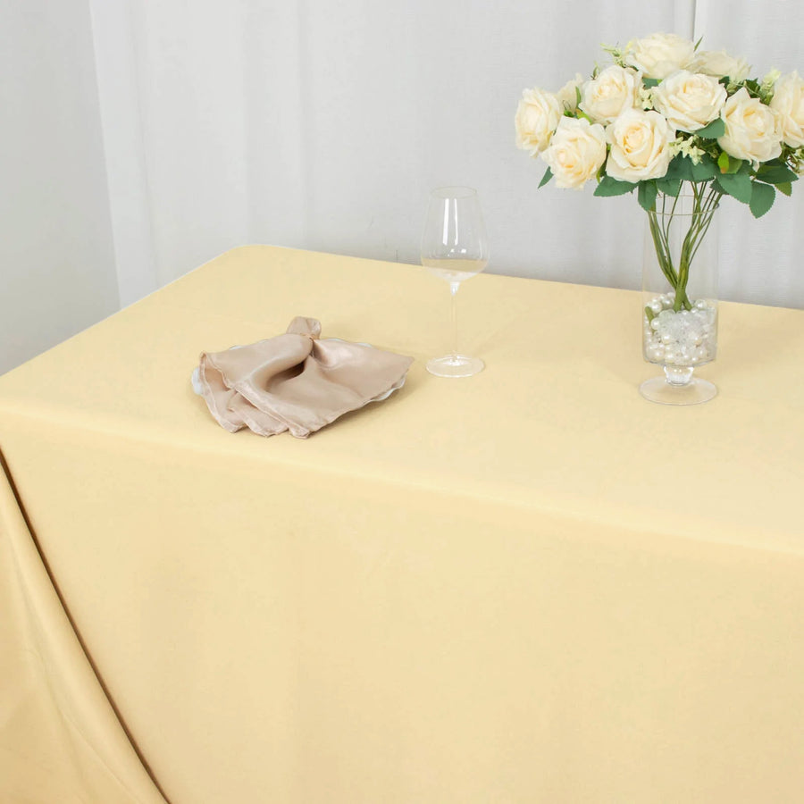 90x156inch Champagne 200 GSM Seamless Premium Polyester Rectangular Tablecloth