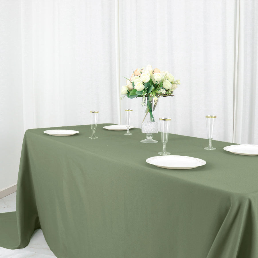 90x156inch Eucalyptus Sage Green Polyester Rectangular Tablecloth