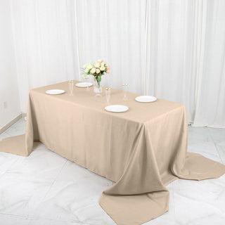 Create Unforgettable Moments with the 90"x156" Nude Seamless Polyester Rectangular Tablecloth