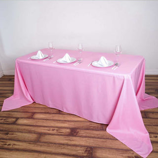 Elevate Your Event Decor with a Pink Seamless Polyester Rectangular Tablecloth