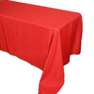Create Unforgettable Events with the 90"x156" Red Seamless Polyester Rectangular Tablecloth