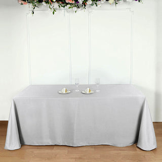 Add Elegance to Your Event with the Silver Polyester Tablecloth