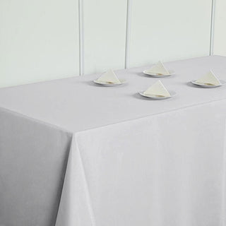 Enhance Your Event Decor with the Silver Polyester Tablecloth