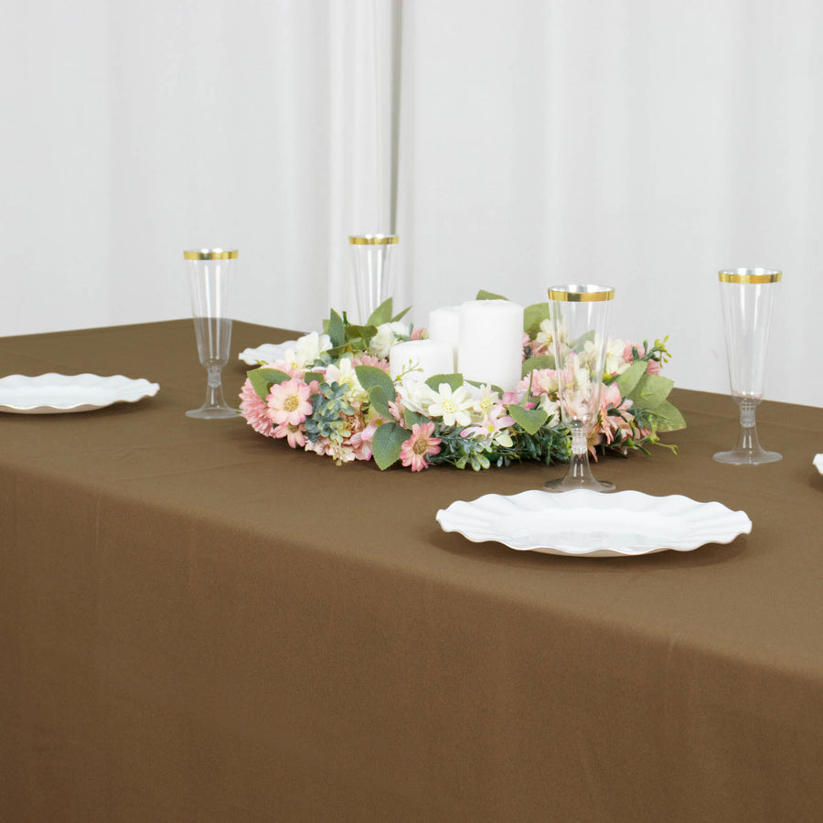 90inch x 156inch Taupe Polyester Rectangular Tablecloth