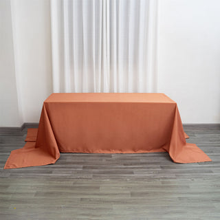Upgrade Your Event Decor with the Terracotta (Rust) Polyester Tablecloth
