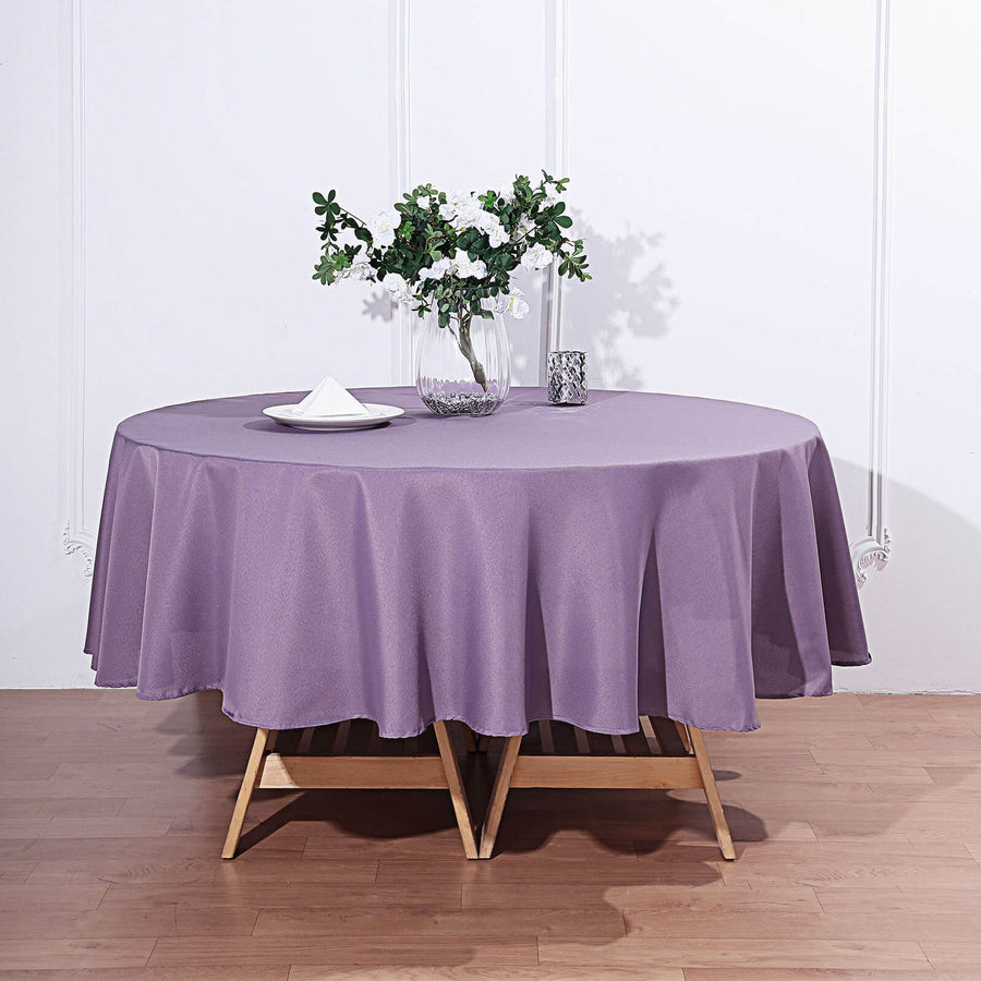 90Inch Violet Amethyst Polyester Round Tablecloth