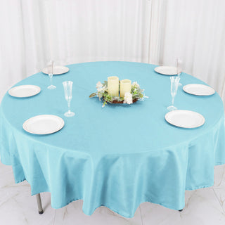 Elevate Your Event with the 90" Blue Seamless Polyester Round Tablecloth