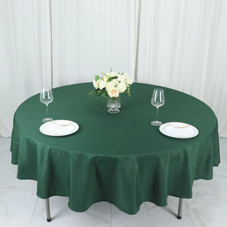 Elevate Your Event with the 90" Hunter Emerald Green Seamless Polyester Round Tablecloth