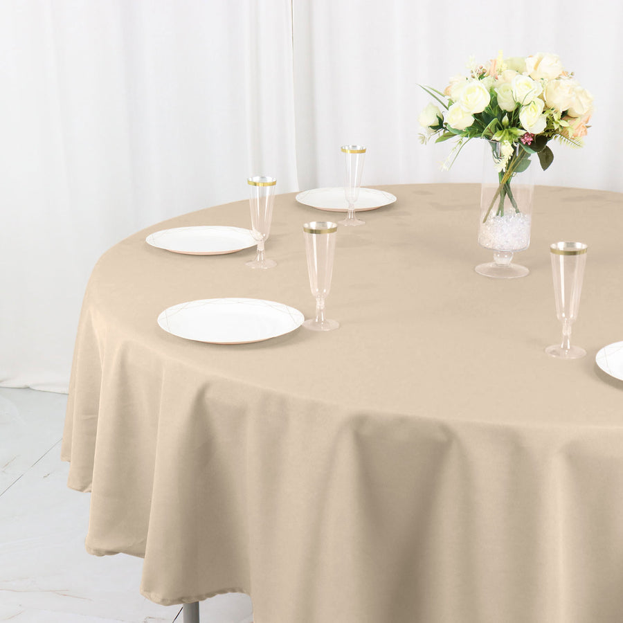 90inch Nude Polyester Round Tablecloth