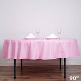 90Inch Pink Polyester Round Tablecloth