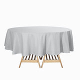 90Inch Silver Polyester Round Tablecloth