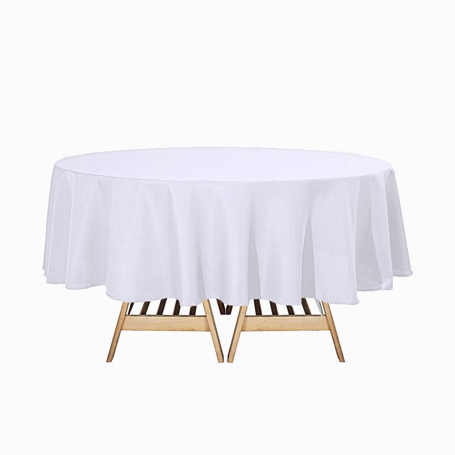 90Inch White Polyester Round Tablecloth