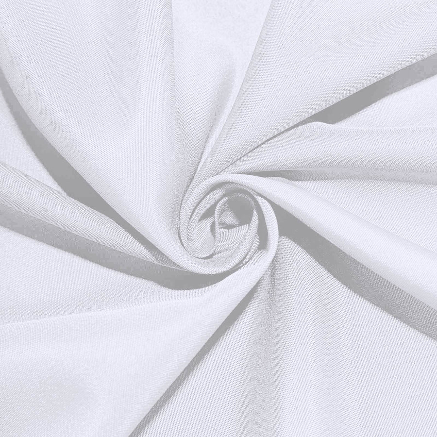 90Inch White Polyester Round Tablecloth#whtbkgd