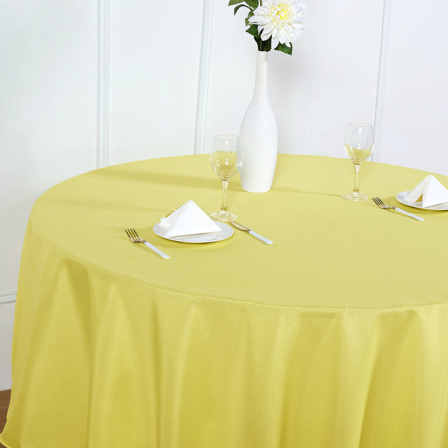 90Inch Yellow Polyester Round Tablecloth