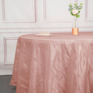 Create a Dreamy Atmosphere with the Dusty Rose Seamless Accordion Crinkle Taffeta Round Tablecloth
