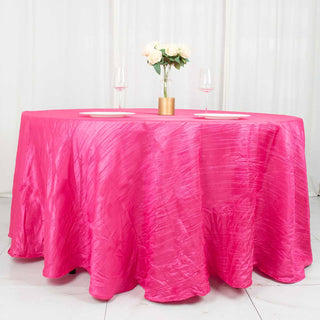 Add Elegance to Your Event with the Fuchsia 120" Round Tablecloth