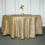120inch Gold Accordion Crinkle Taffeta Round Tablecloth