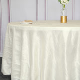 Unleash the Beauty of Your Tables with the Ivory Seamless Accordion Crinkle Taffeta Round Tablecloth