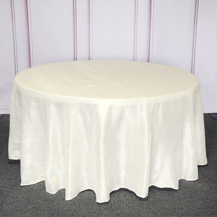 120inch Ivory Accordion Crinkle Taffeta Round Tablecloth