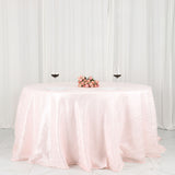 132inch Blush / Rose Gold Accordion Crinkle Taffeta Seamless Round Tablecloth