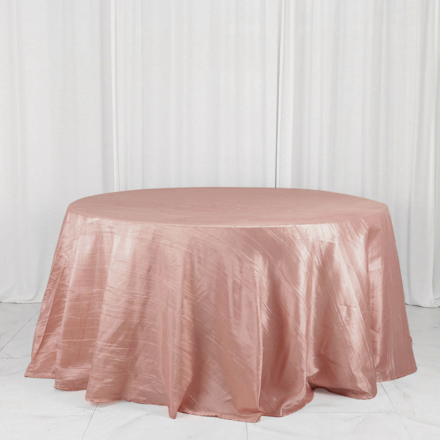 132inch Dusty Rose Accordion Crinkle Taffeta Seamless Round Tablecloth
