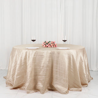 Beige Accordion Crinkle Taffeta Tablecloth - The Perfect Wedding Decor