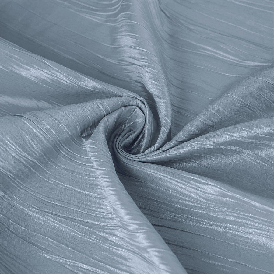 132inch Dusty Blue Accordion Crinkle Taffeta Seamless Round Tablecloth#whtbkgd