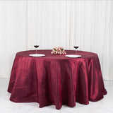 132inch Burgundy Accordion Crinkle Taffeta Seamless Round Tablecloth