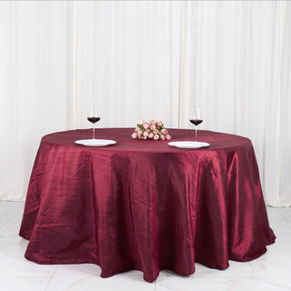 Burgundy Accordion Crinkle Taffeta Tablecloth - The Perfect Table Decor for Any Occasion