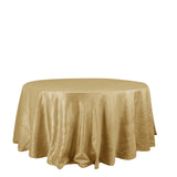 132inch Gold Accordion Crinkle Taffeta Seamless Round Tablecloth