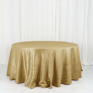 Elegant Gold Accordion Crinkle Taffeta Tablecloth for Your Event Decor