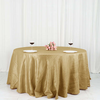 Create a Magical Atmosphere with the Gold Accordion Crinkle Taffeta Tablecloth