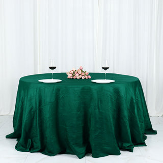 Create a Stunning Tablescape with the Hunter Green Accordion Crinkle Taffeta Tablecloth